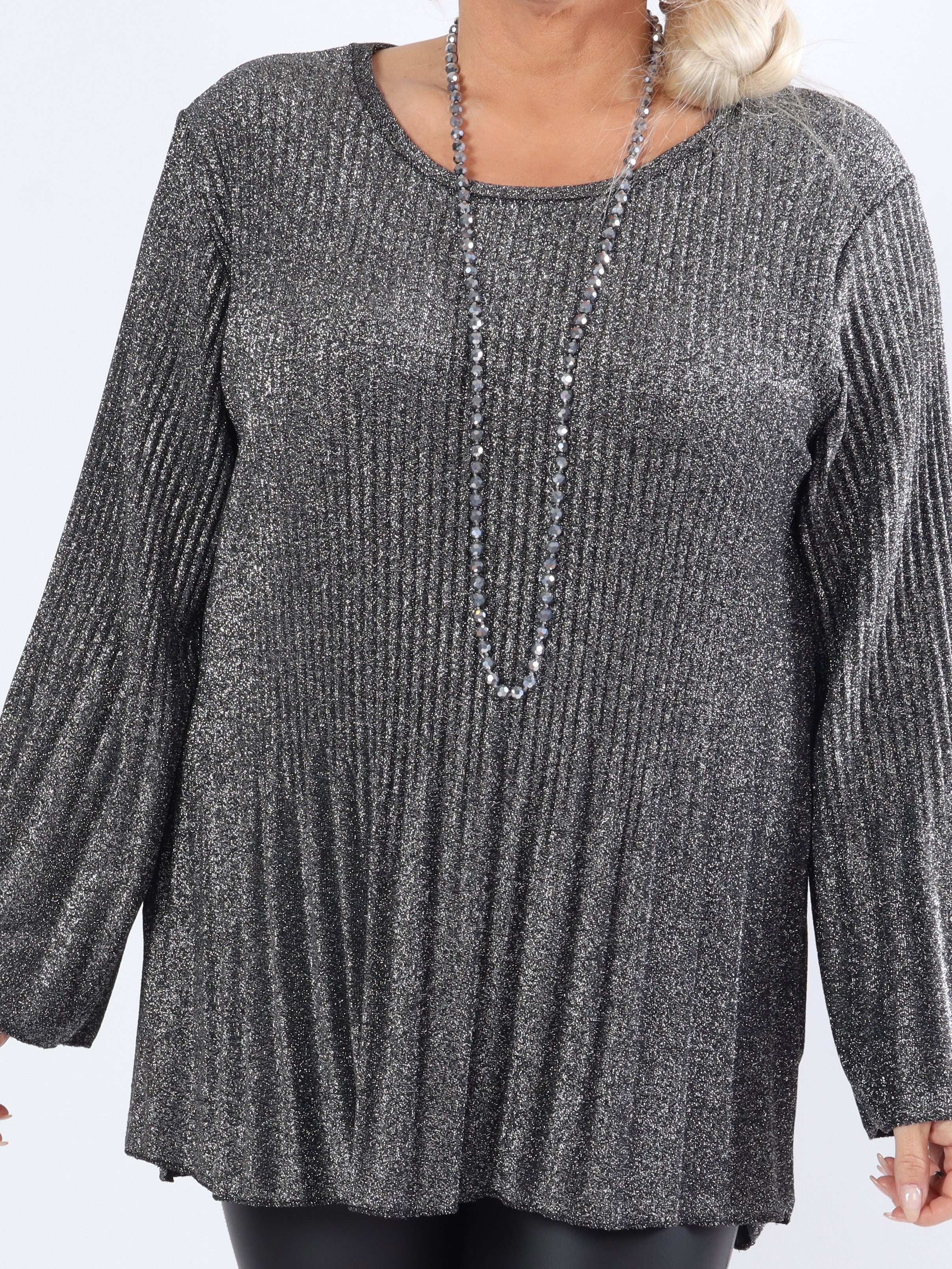 Ricarda - Plus size glimmerbluse med plisseringer